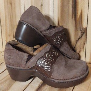Ariat Womens 9.5 B Brown Leather Studded Clogs Platform Loafers Mocs Comfort